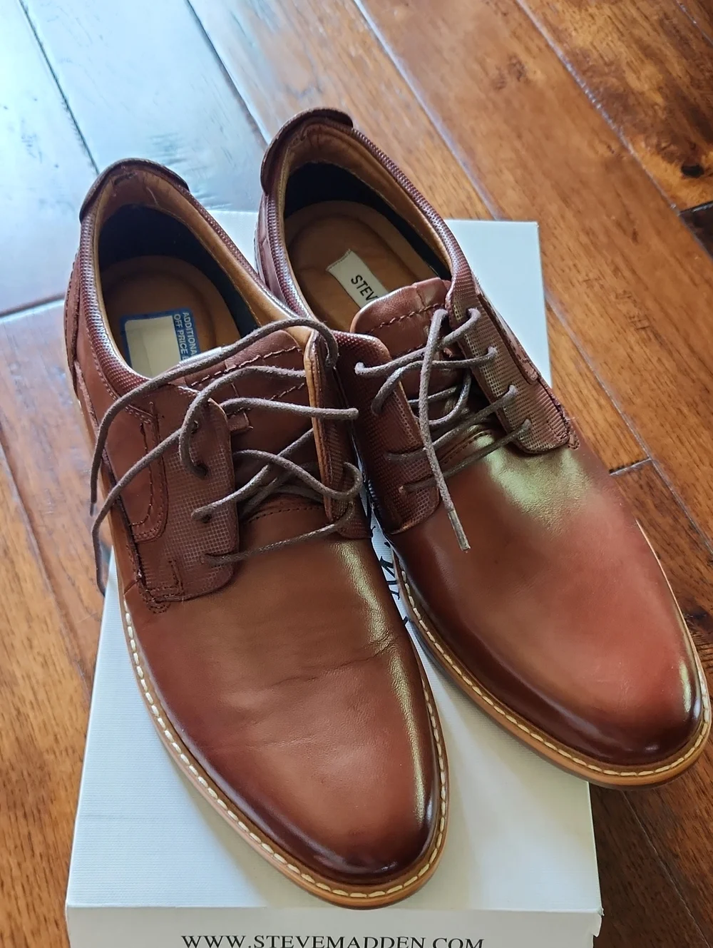 Steve Madden Men's Brown Leather Lace-Up Oxfords